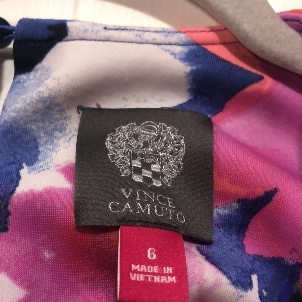 vince Camuto Floral Scalloped A-Line Dress Size 6 - Picture 4 of 8